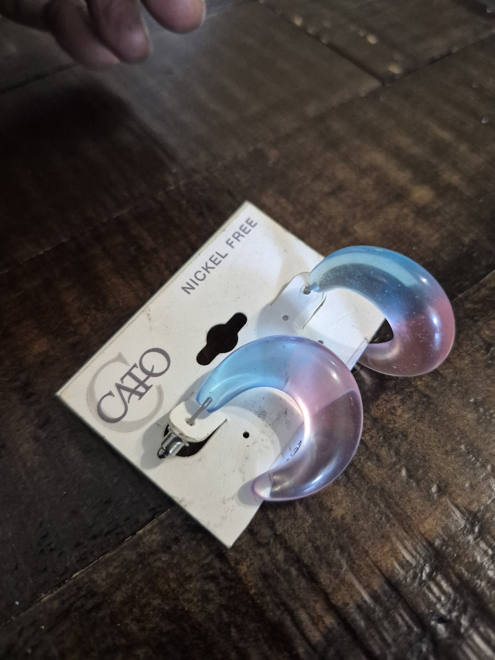 Cato Iridescent Crescent Hoop Earrings -‎ Blue to Pink